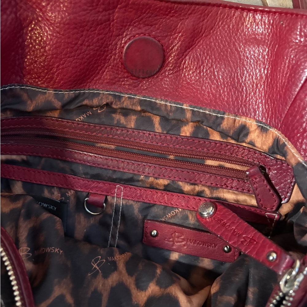 B. Makowsky Red Leather Shoulder Bag - Picture 6 of 6